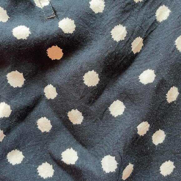 Anthropologie Maeve Polka Dot Blouse Pleats Black Size S 3/4 sleeves - Picture 6 of 8